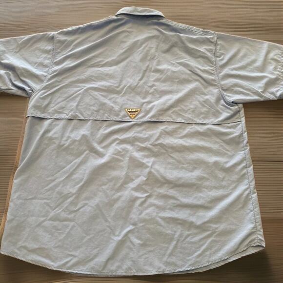 Columbia PFG Shirt Mens Large Pale Blue Button-Down Vented Fishing Outdoor UV - Picture 5 of 8